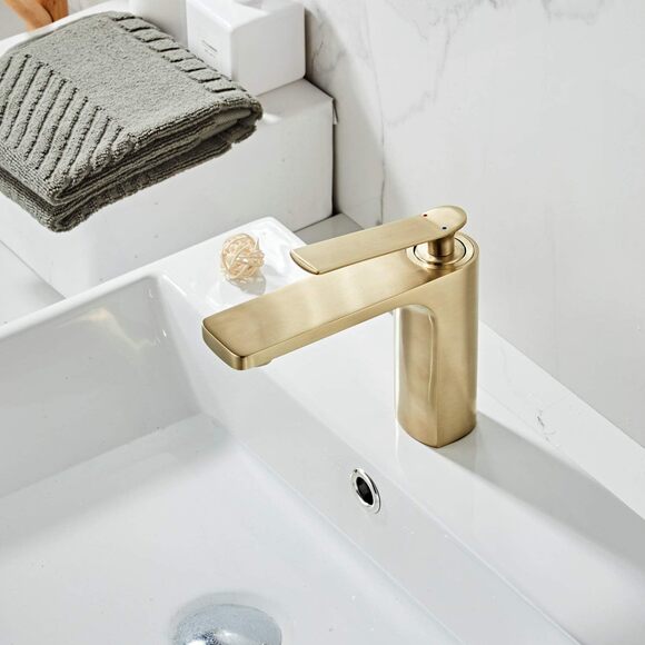 BEELEE Faucet Bathroom Sink Lavatory Vessel with Single Handle Gold Solid Brass - Picture 3 of 13